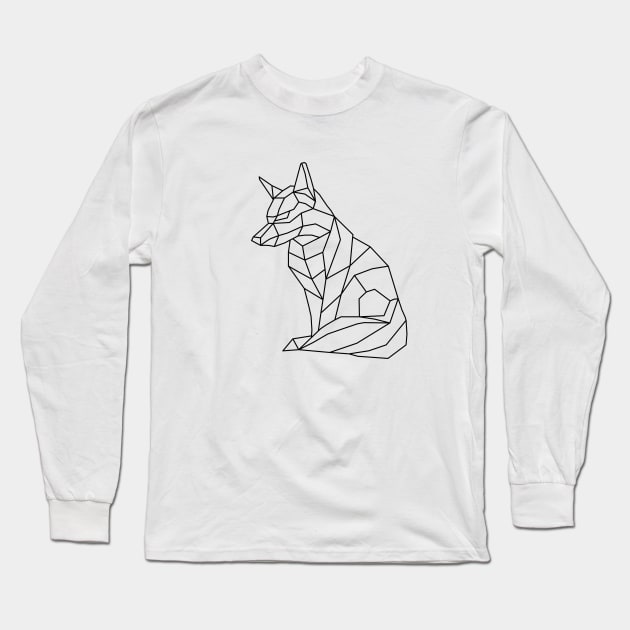 Low Poly Origami Fox Long Sleeve T-Shirt by shaldesign